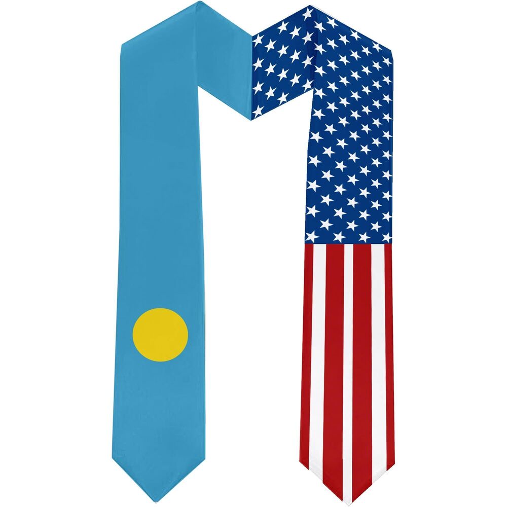 8647 2025 Palau Flag and USA Flag Graduation Stole Graduation Sash